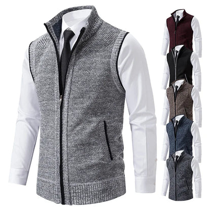 Vest Men Knitted Sleeveless Sweater Jacket Wool.