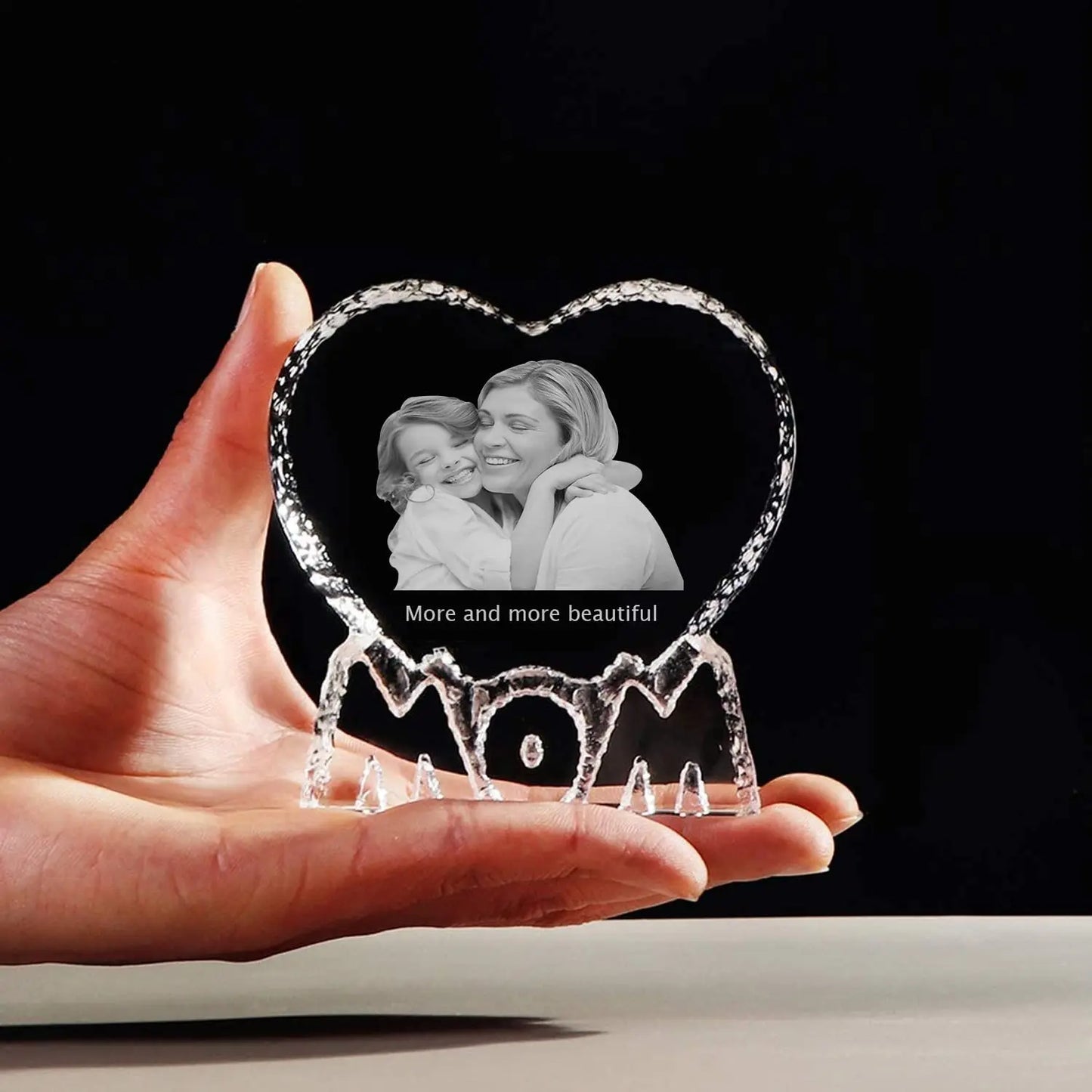 Love Crystal Photo Customized Picture Text NightLight Bluetooth Music Player Wedding Couple for Mother Father Day Christmas Gift