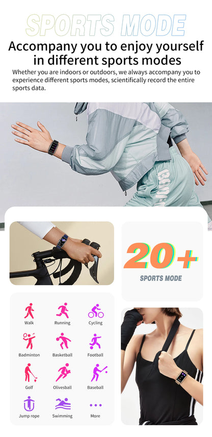 For Android IOS Smart Bracelet Women Smartwatch Men Heart Rate Blood Oxygen Waterproof Sport Smart Band Watch For Ladies +Gift