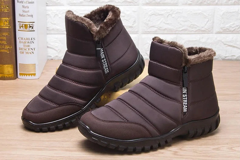 Snow Boots for Men Warm Cold Proof Winter Shoes Man Booties Zip Up Ankle