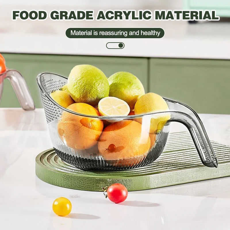 Kitchen Multi-Function Rice Washing Spoon Plastic Vegetable Basin Fruit Sieve Washing Basin Drain Basket Home Acceesories Tools