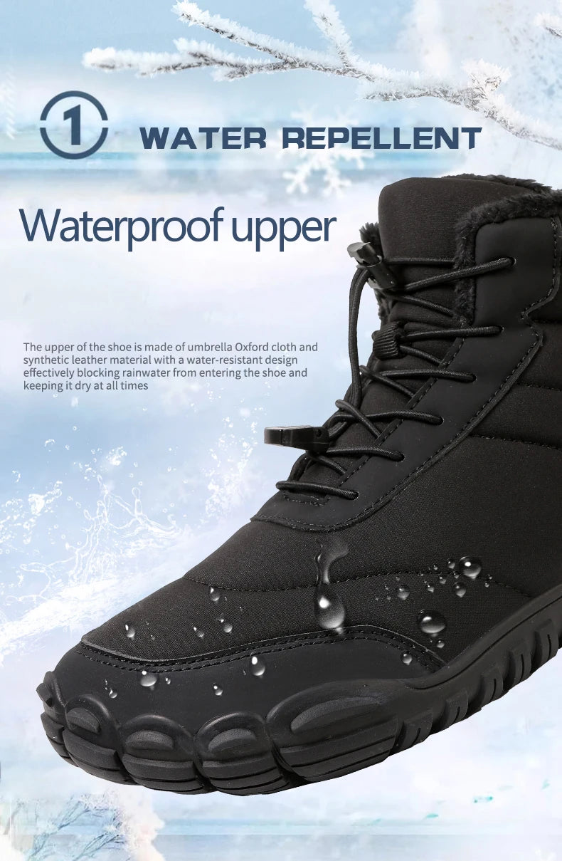 2024 New Men's And Women's Widened Waterproof Winter Boots Outdoor Warm Sports Shoes Five-toed Anti-collision Plush Snow Boots