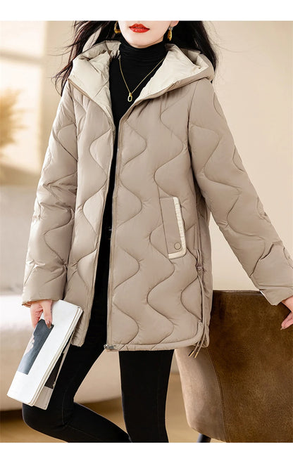 New Winter Jacket Parkas Women Coat Fur Collar Hooded Overcoat Female Jacket.