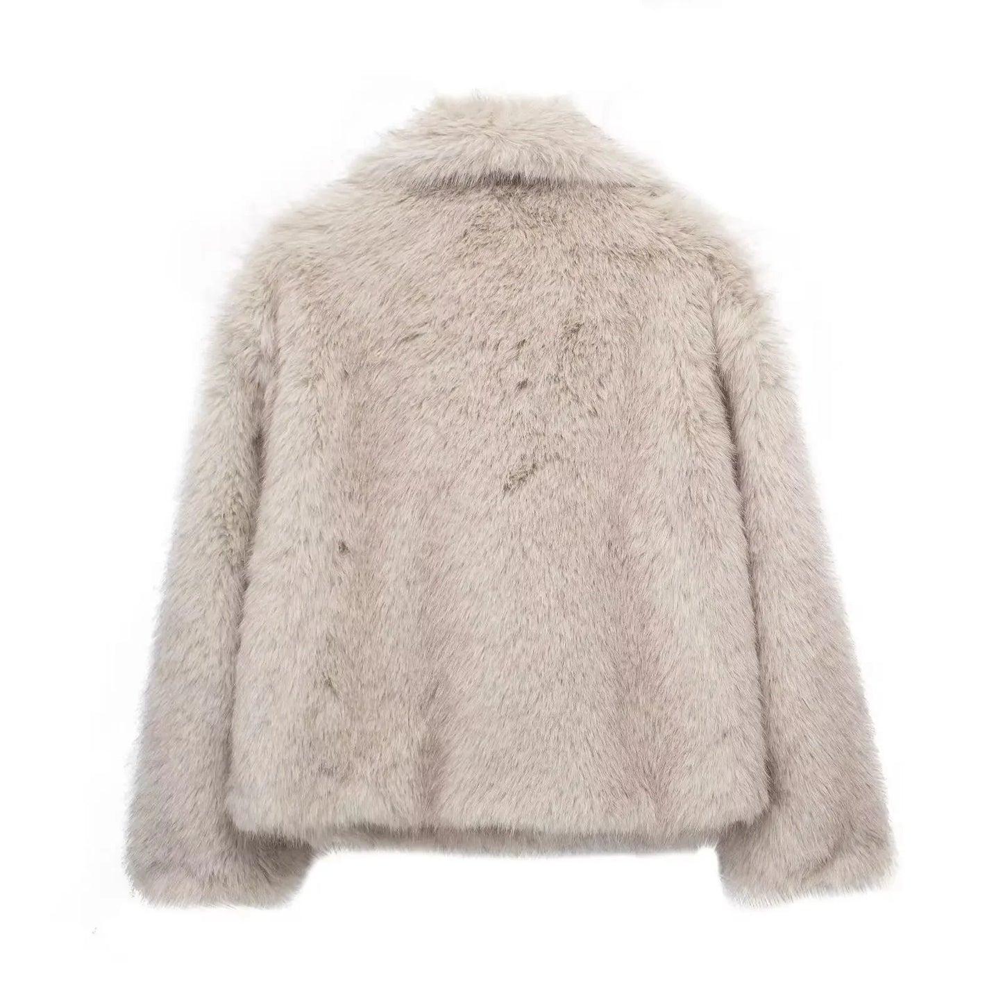 TRAF 2024 Women Fashion Cropped Faux Fur Jacket