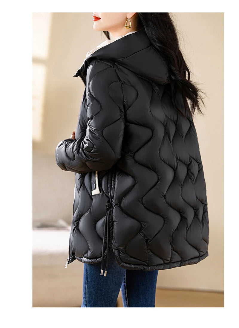 New Winter Jacket Parkas Women Coat Fur Collar Hooded Overcoat Female Jacket.