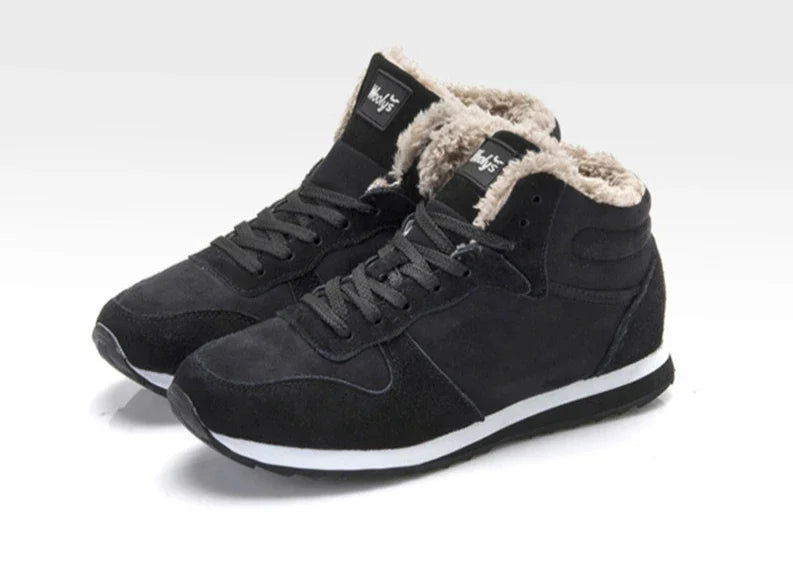 Male Winter Shoes Warm Cold Proof High Top Lace Up Waterproof Fur.