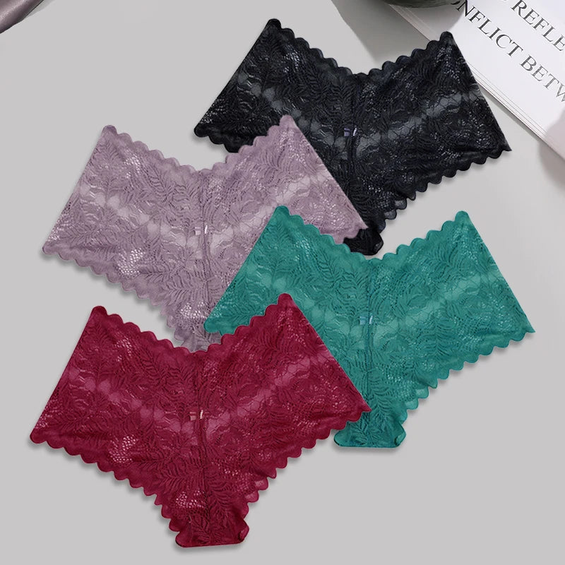 4pcs Lace Floral Boyshorts Underwear for Women.