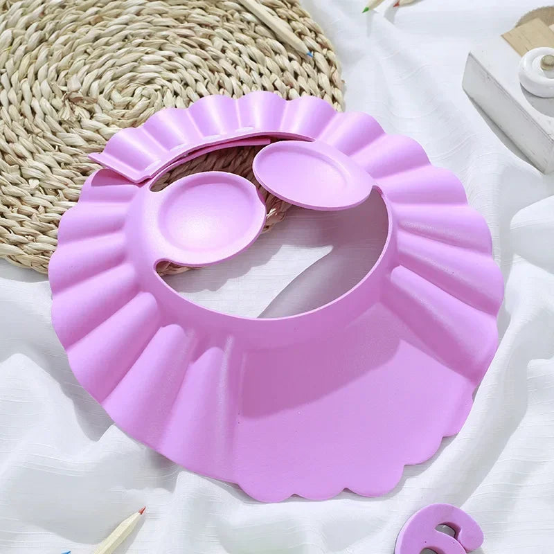 Baby Shower Soft Cap Adjustable Hair Wash Hat for Kids Ear Protection.