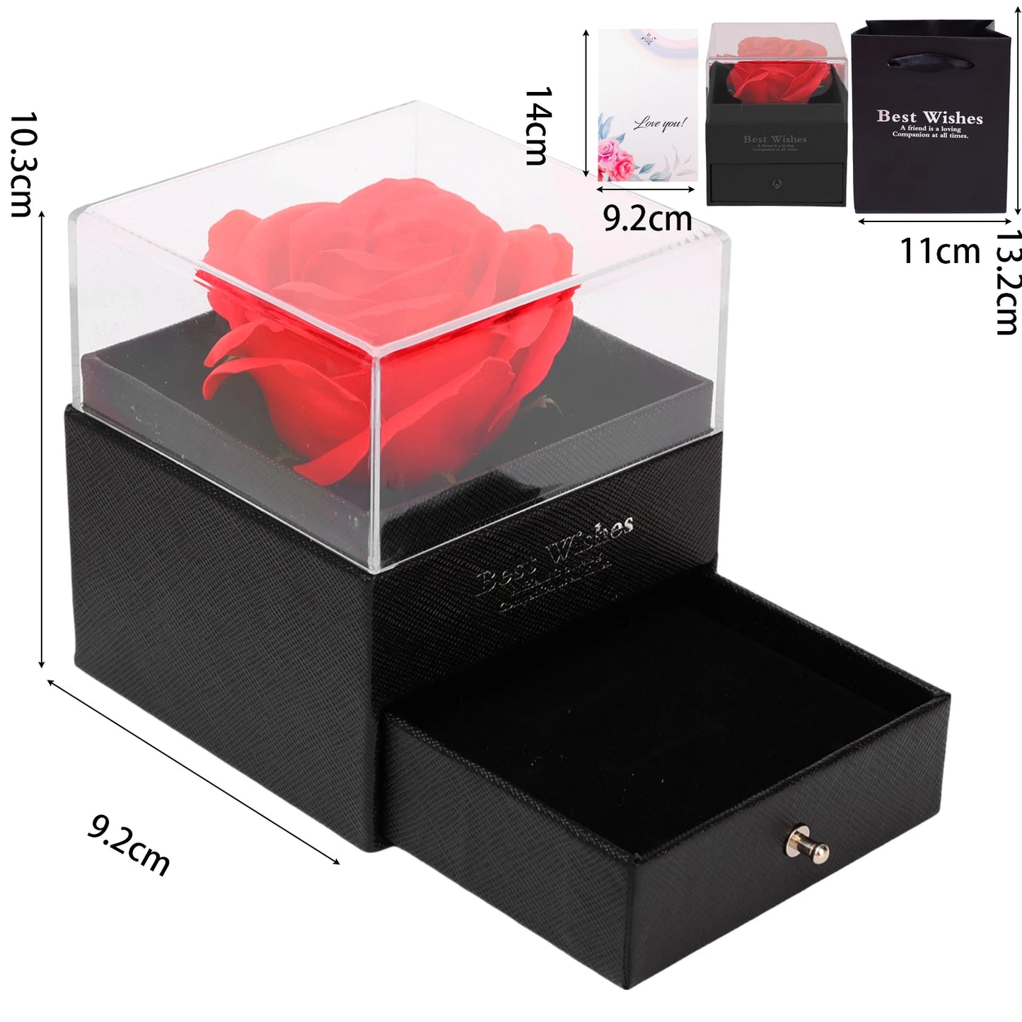 2025 Valentine Gift Box Sparkling Heart Love Necklace with Luxurious Rose Gift Boxes ForGirlfriend Mom Romantic Package Case