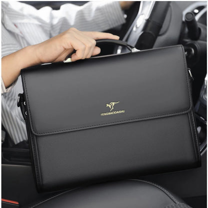 Leather Luxury Briefcases For Men Designer Work Business Tote Bolsas Black Handbag Shoulder Lawyer Square A4 Side Crossbody Bag