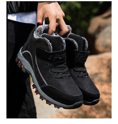 Waterproof Winter Men Boots Suede Warm Snow Outdoor Sneakers.