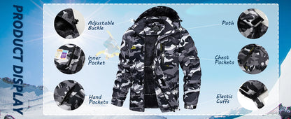 Fleece Lining Mountain Jackets Mens Hiking Jackets Outdoor Removable Hooded Coats Ski Snowboard Parka Winter Outwear