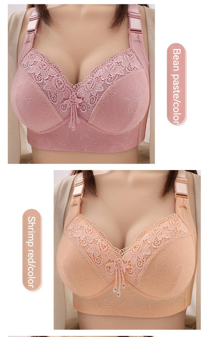 New large size luxury women's bra push up lace lace without steel ring comfortable breathable adjustable ladies underwear