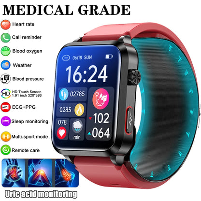 2024 New Medical Grade Smart Watch air Pump ECG True Accurately Blood Pressure Airbag health watch Uric Acid Blood Lipids watch