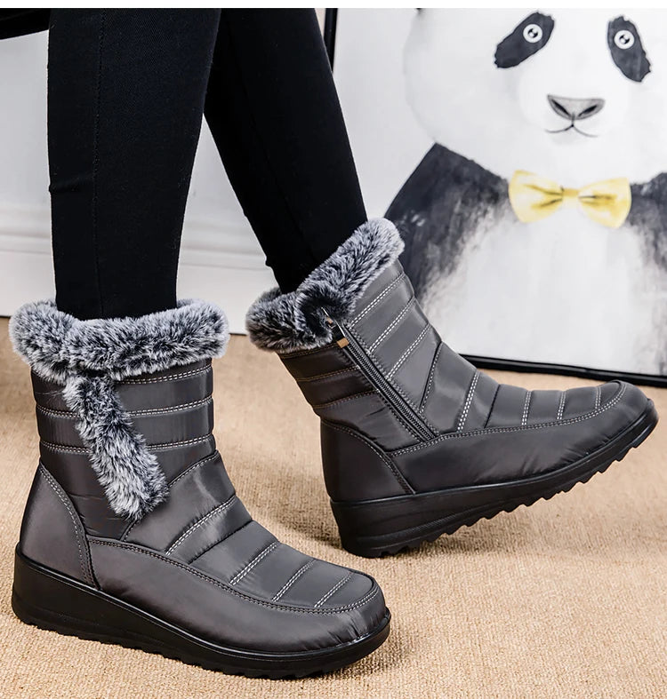 Women's Winter Boots Fur Winter Shoes For Women 2024 New Snow Boots Wedge Heels Ankle Botas Mujer Waterproof Winter Footwear