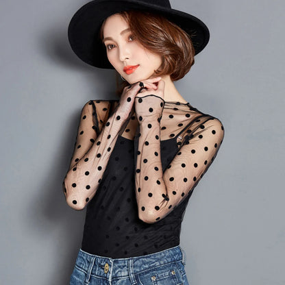 Black Mesh See Through Top For Women Sexy Transparent Top Summer Sun-proof