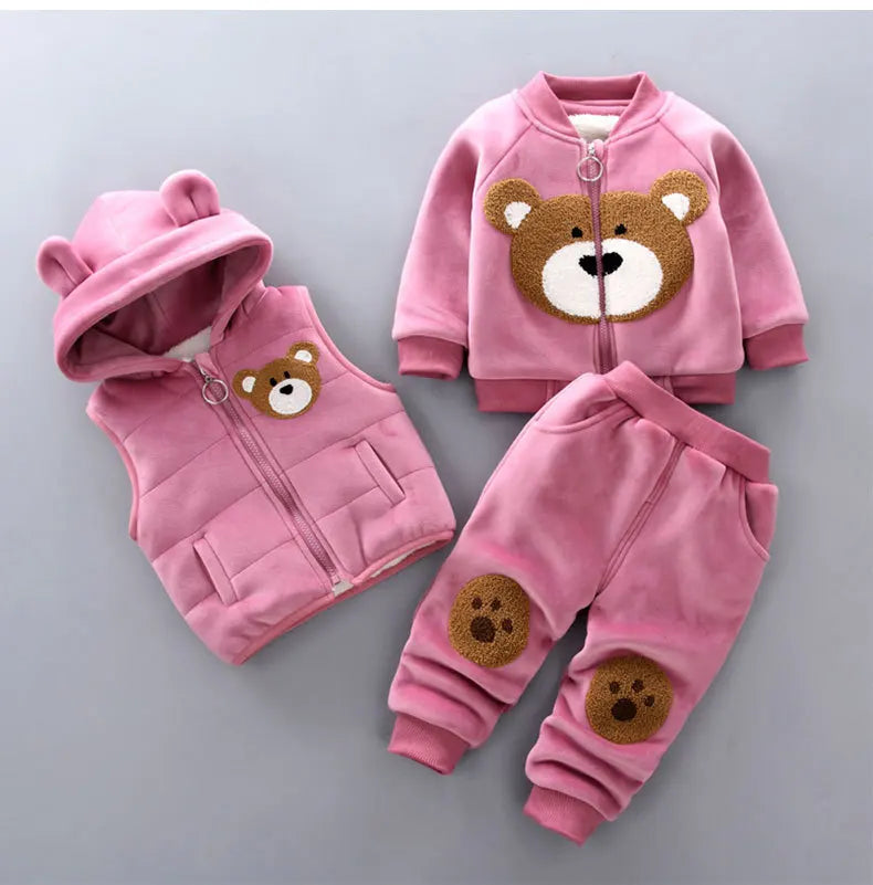 Vest+Coat+Pants 3PCS Tracksuits 1 to 4 Yrs Baby Kids Clothes Autumn Winter Toddler Boys Clothing Sets Kids Casual Girls Outfit