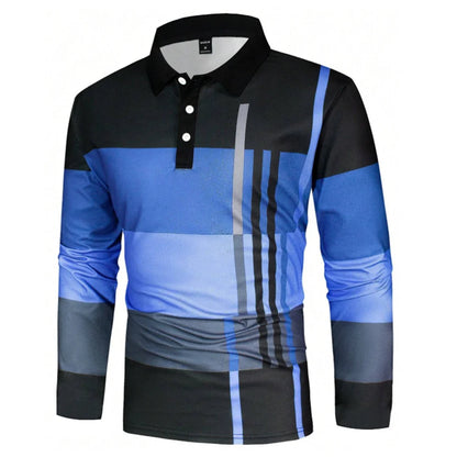 2025 Spring Mens Polo Shirt Long Sleeve Stand Basic Blouse Tee Shirt Top Casual T-shirt Men Shirt