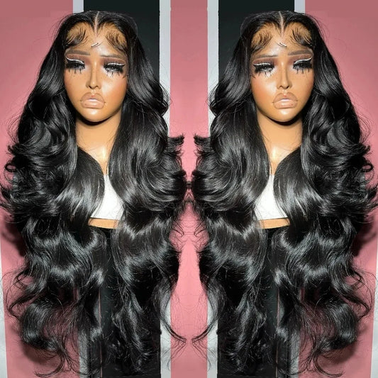 40 Inch 13x6 HD Transparent Lace Frontal Wig Body Wave Wigs Human Hair 200 Density Water Wave Brazilian 100% Raw Remy For Women