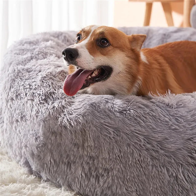 40-110cm Round Pet Bed for Large Dog Bed Super Soft Cat Bed Long Plush