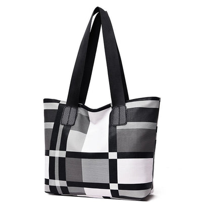 Striped plaid tote bag for women, new fashionable women's shoulder bag, handbag for women, commuting bag, big bag for women-LJX