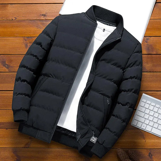 Men Jacket Cotton Padded Thick Ribbing Baseball.