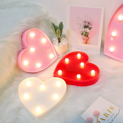 Love Heart LED Lamp Wedding Party Romantic Red Pink Night Light  Decoration Valentines Day.