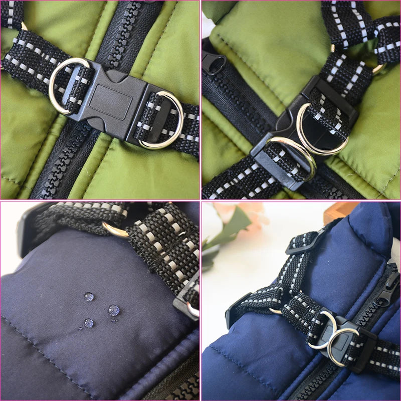 Pet Dog Jacket With Harness Winter Warm Dog Clothes For Labrador Waterproof Small Dog.