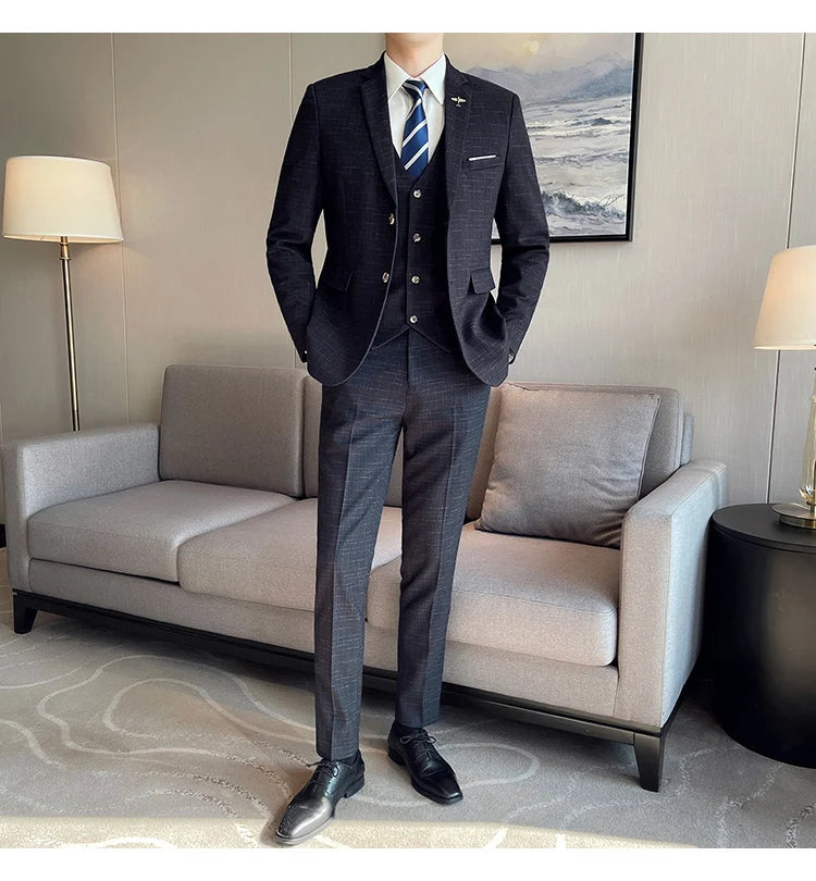 High Quality Men's Wedding Suit (suit + Vest + Trousers)