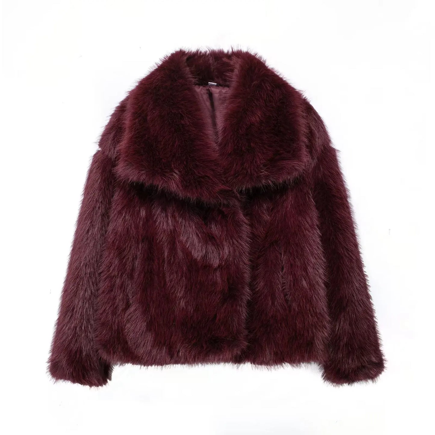 TRAF 2024 Women Fashion Cropped Faux Fur Jacket