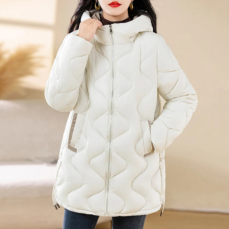 New Winter Jacket Parkas Women Coat Fur Collar Hooded Overcoat Female Jacket.