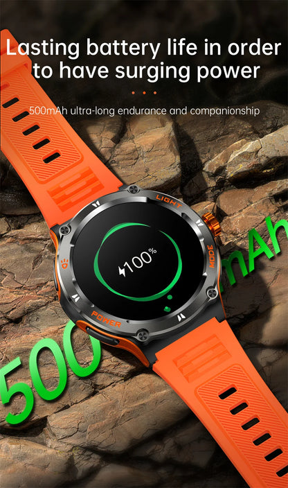 Smart Watch 3ATM Waterproof 1.53" KT76 Men Sport Compass LED Flashlight Heart Rate Health Sleep Analysis Bluetooth Call Watch