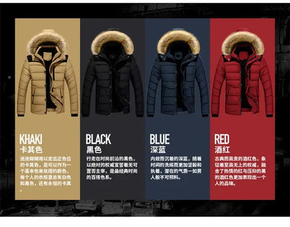 Male Warm Overcoat Wool Liner Coat Outerwear Thick Winter New Men Warm Cotton Jacket Coats Fur Collar Hooded Parka Down Jackets