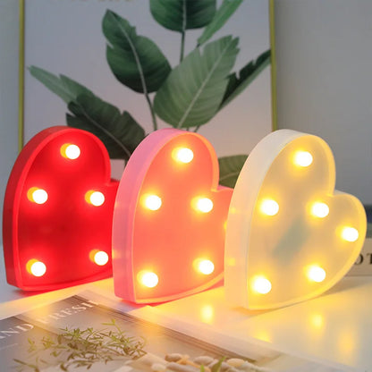 Love Heart LED Lamp Wedding Party Romantic Red Pink Night Light  Decoration Valentines Day.