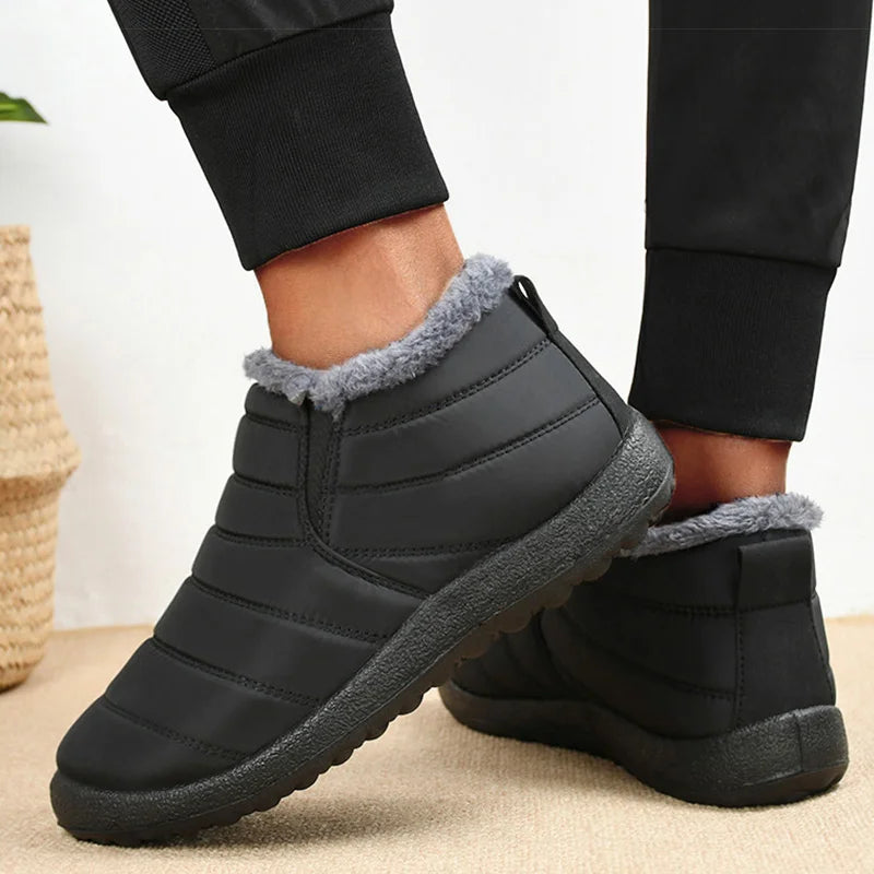 Men's Boots Slip On Winter Shoes For Men Ankle Boots Winter Booties For Men Fur Shoes Waterproof Snow Boots Warm Casual Botas