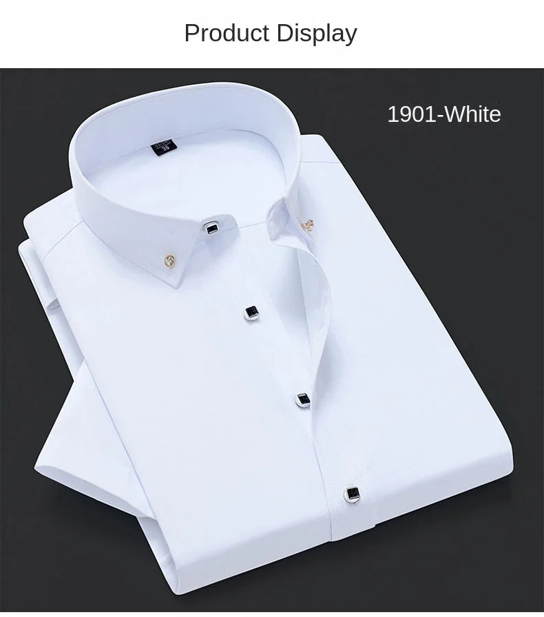 New Men's Slim-fit White Shirt High-quality Short-sleeved Popular Clothing High-end Long-sleeved Casual Suit Wedding Dress Shirt