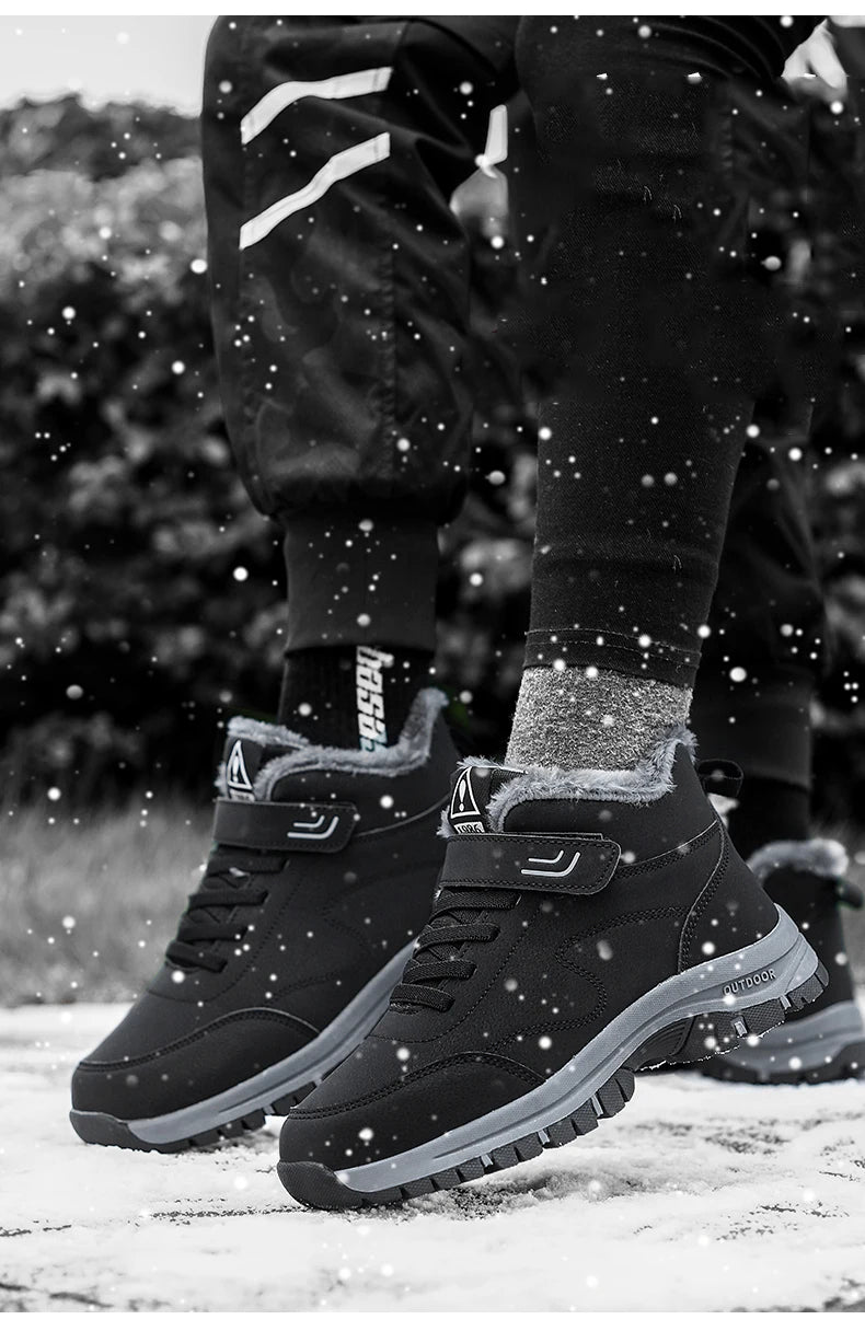 Men's Snow Boots Waterproof Sneakers Super Warm Plush Women.