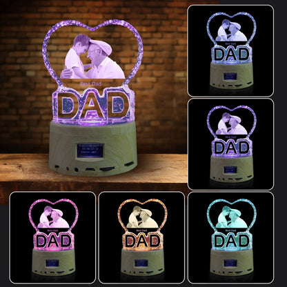 Love Crystal Photo Customized Picture Text NightLight Bluetooth Music Player Wedding Couple for Mother Father Day Christmas Gift