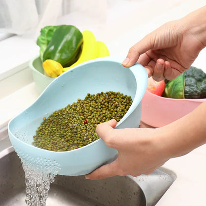 Rice Washing Filter Strainer Basket Colander Sieve Fruit Vegetable Bowl Drainer Cleaning