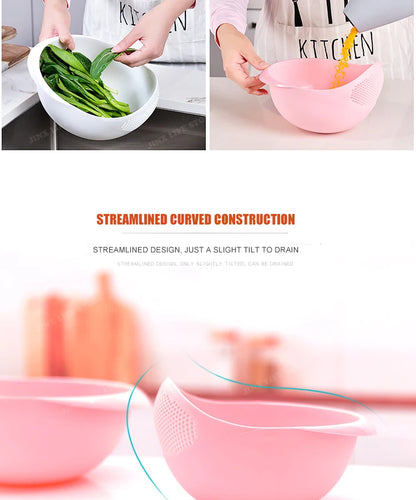 Rice Washing Filter Strainer Basket Colander Sieve Fruit Vegetable Bowl Drainer Cleaning