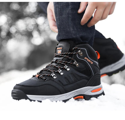 Brand Men Winter Snow Boots Waterproof Sneakers Plush Warm High Top Men's Boots Outdoor Male Hiking Boot Shoe Size 39-47