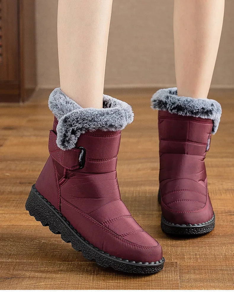 Women's Boots 2023 New Winter Shoes For Women Heeled Winter Boots Waterproof Snow Boots Elegant Warm Fur Winter Footwear Female