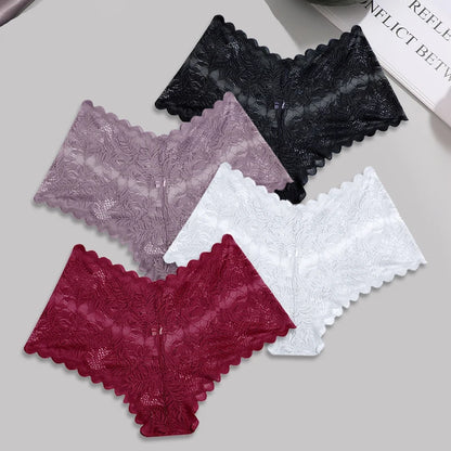 4pcs Lace Floral Boyshorts Underwear for Women.