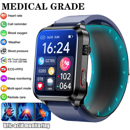 2024 New Medical Grade Smart Watch air Pump ECG True Accurately Blood Pressure Airbag health watch Uric Acid Blood Lipids watch