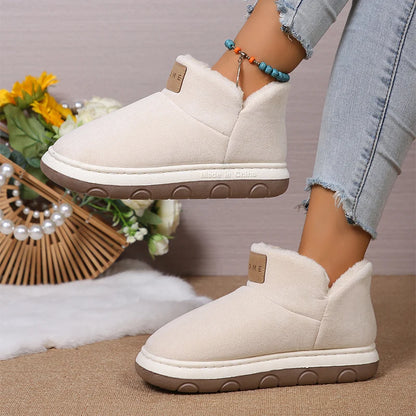 2024 New Women's Cashmere Snow Boots Warm Platform Plush Ankle Boots Couple Thick Sole Slip On Cotton Booties Mujer