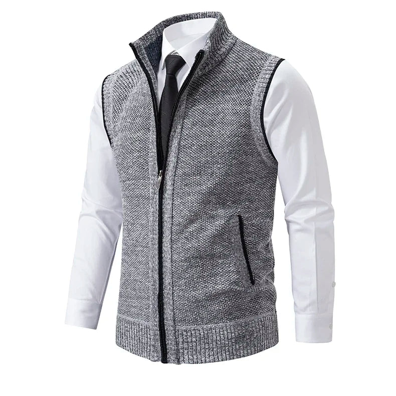 Vest Men Knitted Sleeveless Sweater Jacket Wool.