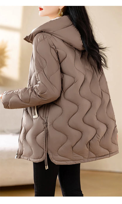 New Winter Jacket Parkas Women Coat Fur Collar Hooded Overcoat Female Jacket.