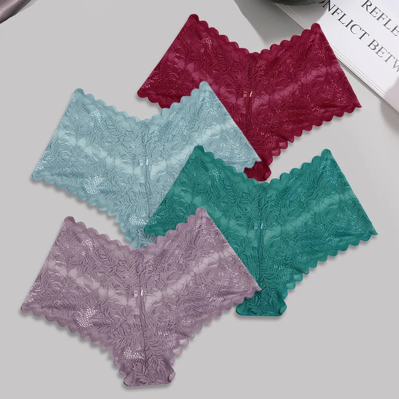 4pcs Lace Floral Boyshorts Underwear for Women.