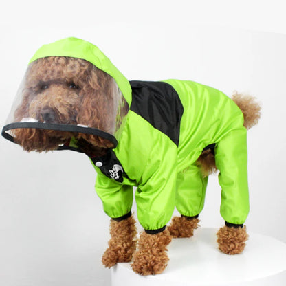 Pet Dog Raincoat The Dog Face Pet Clothes Jumpsuit Waterproof Dog.