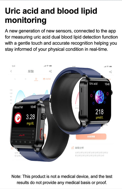 2024 New Medical Grade Smart Watch air Pump ECG True Accurately Blood Pressure Airbag health watch Uric Acid Blood Lipids watch